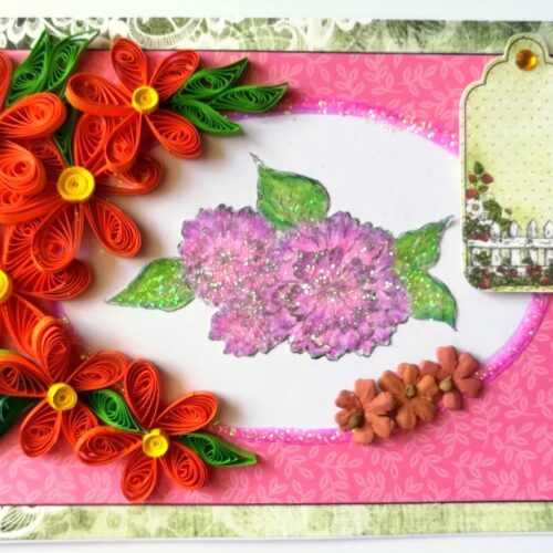 Orange Side Design Quilling Card image