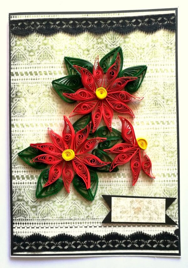 Quilled Red Flowers Design Card image Quilled Red Flowers Design Card image