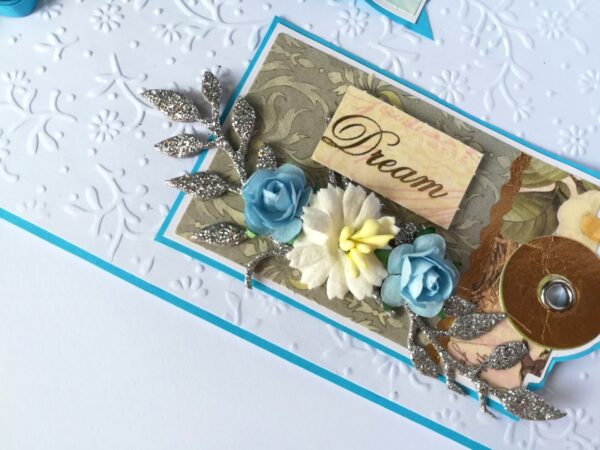 Blue Quilled Corner Flowers Birthday Greeting card image Blue Quilled Corner Flowers Birthday Greeting card image