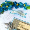 Blue Quilled Corner Flowers Birthday Greeting card image Blue Quilled Corner Flowers Birthday Greeting card image