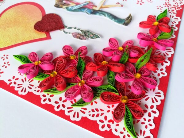 Red and Pink Quilled Corner Love Greeting Card image Red and Pink Quilled Corner Love Greeting Card image