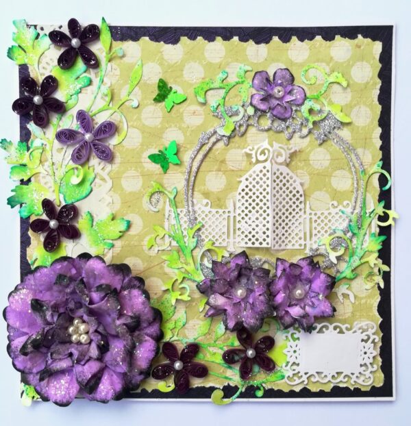 Sparkling Purple Handmade Flowers Greeting Card image Sparkling Purple Handmade Flowers Greeting Card image