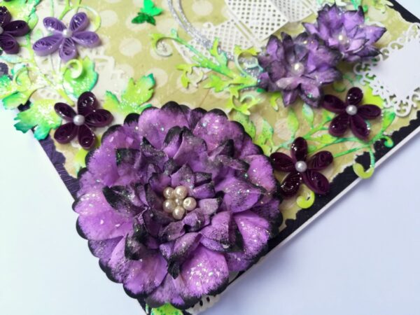 Sparkling Purple Handmade Flowers Greeting Card image Sparkling Purple Handmade Flowers Greeting Card image
