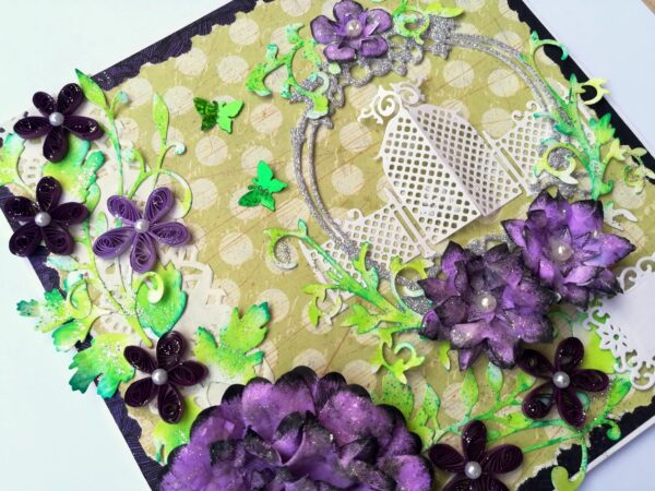 Sparkling Purple Handmade Flowers Greeting Card image Sparkling Purple Handmade Flowers Greeting Card image