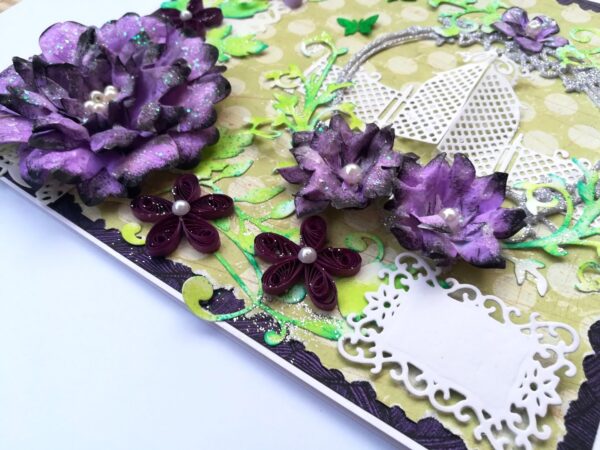 Sparkling Purple Handmade Flowers Greeting Card image Sparkling Purple Handmade Flowers Greeting Card image