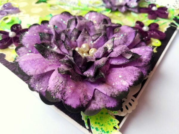 Sparkling Purple Handmade Flowers Greeting Card image Sparkling Purple Handmade Flowers Greeting Card image