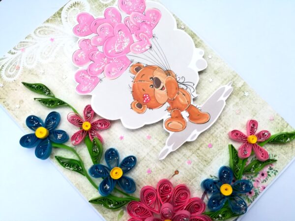 Teddy with Balloons Greeting Card image Teddy with Balloons Greeting Card image