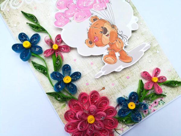 Teddy with Balloons Greeting Card image Teddy with Balloons Greeting Card image