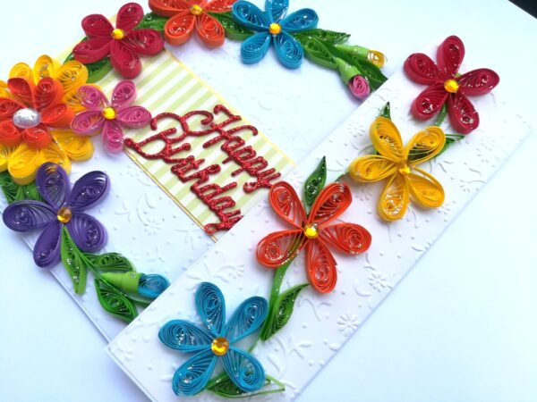 Multicolored Quilled Mini Scrapbook Greeting Card image Multicolored Quilled Mini Scrapbook Greeting Card image