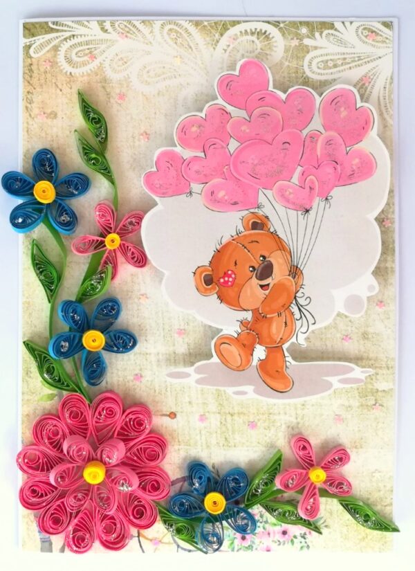 Teddy with Balloons Greeting Card image Teddy with Balloons Greeting Card image