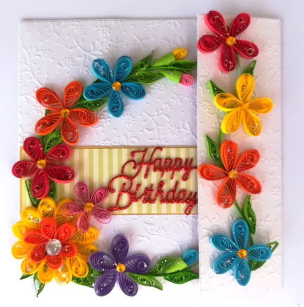 Multicolored Quilled Mini Scrapbook Greeting Card image Multicolored Quilled Mini Scrapbook Greeting Card image