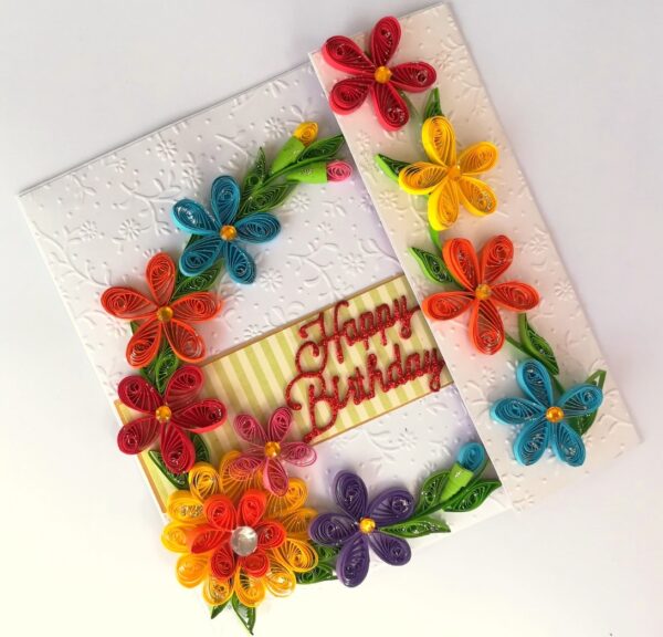 Multicolored Quilled Mini Scrapbook Greeting Card image Multicolored Quilled Mini Scrapbook Greeting Card image
