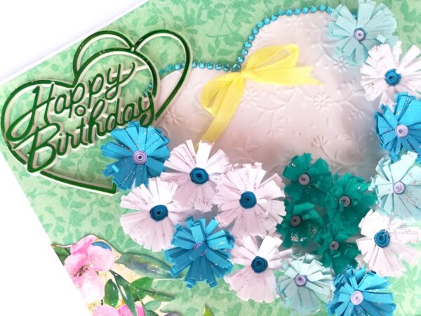 White and Blue Quilled Flowers in Heart Greeting Card image White and Blue Quilled Flowers in Heart Greeting Card image