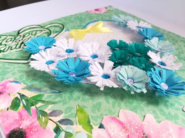 White and Blue Quilled Flowers in Heart Greeting Card image White and Blue Quilled Flowers in Heart Greeting Card image