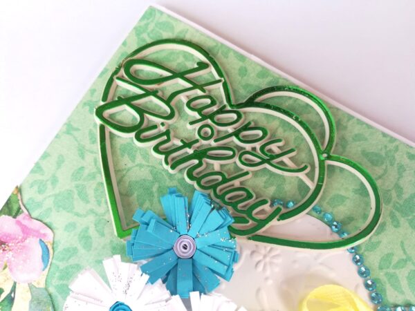 White and Blue Quilled Flowers in Heart Greeting Card image White and Blue Quilled Flowers in Heart Greeting Card image