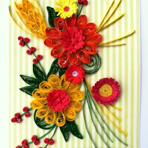 Yellow and Orange Quilled Greeting Card image