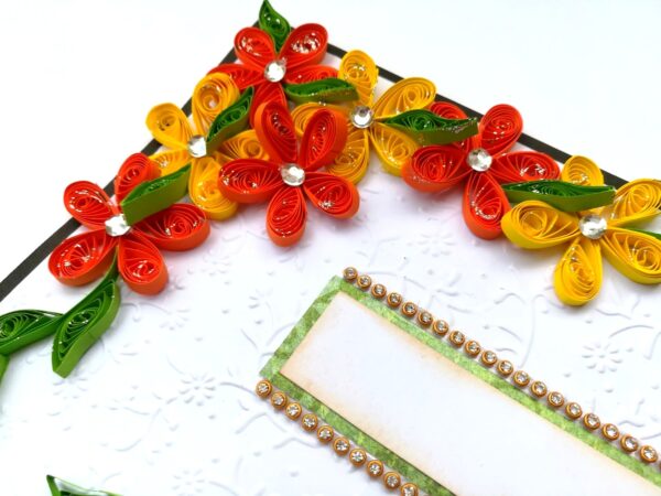 Yellow Orange Quilled Corner Greeting Card image Yellow Orange Quilled Corner Greeting Card image