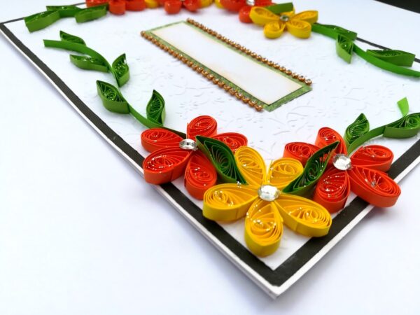Yellow Orange Quilled Corner Greeting Card image Yellow Orange Quilled Corner Greeting Card image