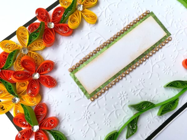 Yellow Orange Quilled Corner Greeting Card image Yellow Orange Quilled Corner Greeting Card image