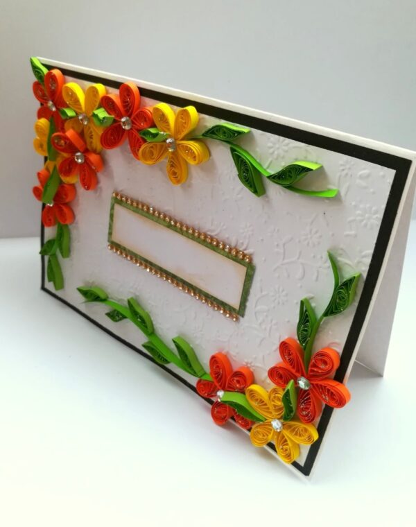 Yellow Orange Quilled Corner Greeting Card image Yellow Orange Quilled Corner Greeting Card image