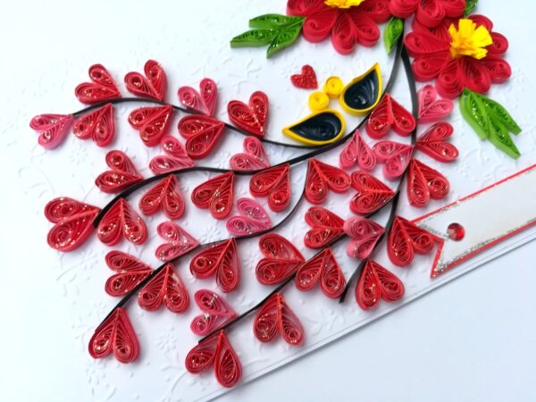 Quilled Love Tree With Birds Greeting Card image Quilled Love Tree With Birds Greeting Card image