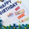 Blue Quilled Corner Flowers Birthday Greeting card image Blue Quilled Corner Flowers Birthday Greeting card image