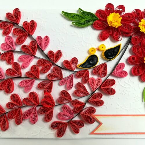 Quilled Love Tree With Birds Greeting Card image