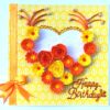 Yellow Themed Quilled Flowers in Heart Greeting Card image Yellow Themed Quilled Flowers in Heart Greeting Card image