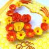 Yellow Themed Quilled Flowers in Heart Greeting Card image Yellow Themed Quilled Flowers in Heart Greeting Card image