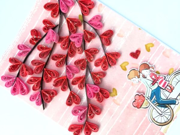 Quilled Hearts Tree With Love Couple Greeting Card image Quilled Hearts Tree With Love Couple Greeting Card image