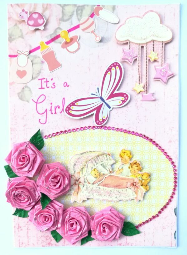 Baby Girl Handmade Greeting Card image Baby Girl Handmade Greeting Card image
