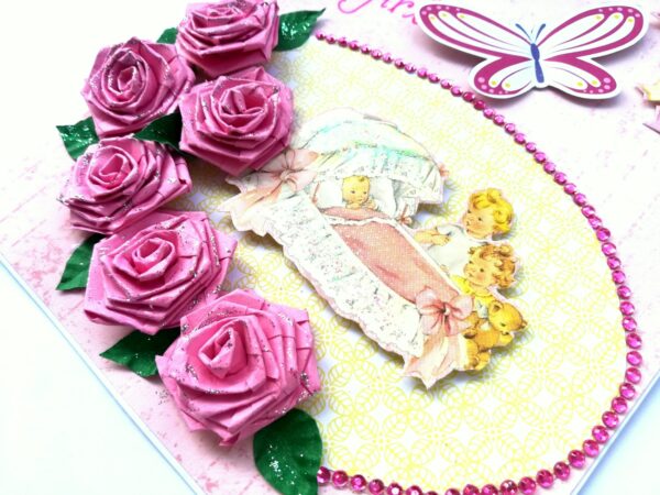 Baby Girl Handmade Greeting Card image Baby Girl Handmade Greeting Card image