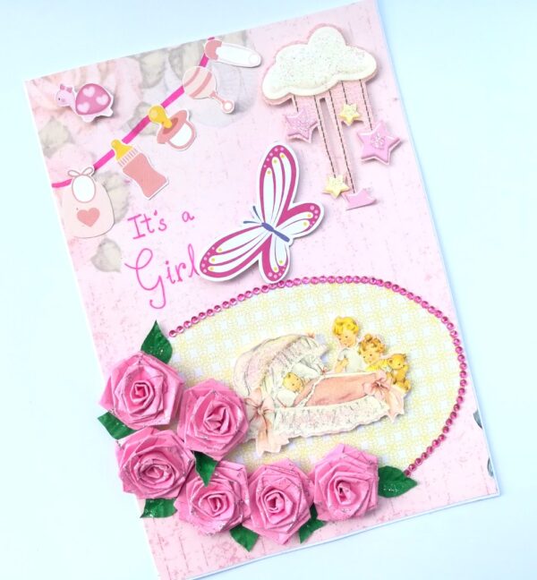 Baby Girl Handmade Greeting Card image Baby Girl Handmade Greeting Card image