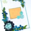 Blue Quilled Corner Flowers Greeting card - D1 image Blue Quilled Corner Flowers Greeting card - D1 image