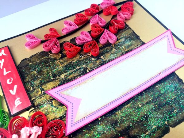 Sparkling Quilled Red Flowers Love Greeting Card image Sparkling Quilled Red Flowers Love Greeting Card image