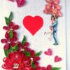Red Quilled Flowers Birthday Greeting Card - D1 image Red Quilled Flowers Birthday Greeting Card - D1 image