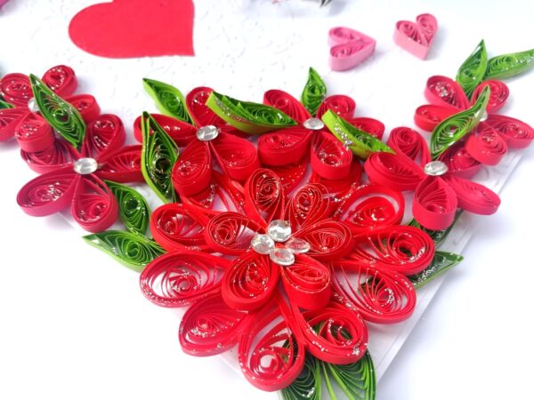Red Quilled Flowers Birthday Greeting Card - D1 image Red Quilled Flowers Birthday Greeting Card - D1 image