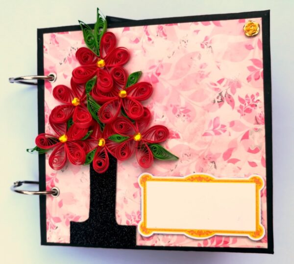 Quilled Red Flowers Love Scrapbook -D2 image Quilled Red Flowers Love Scrapbook -D2 image