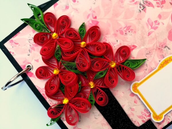 Quilled Red Flowers Love Scrapbook -D2 image Quilled Red Flowers Love Scrapbook -D2 image