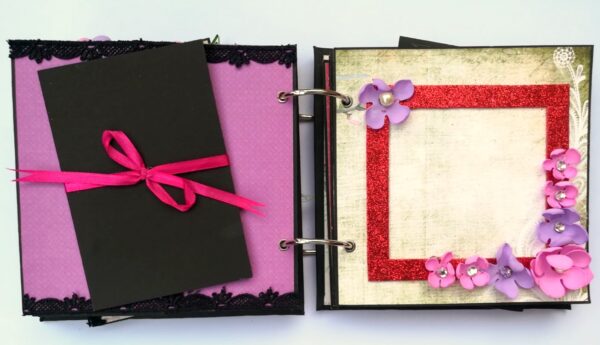 Quilled Red Flowers Love Scrapbook -D2 image Quilled Red Flowers Love Scrapbook -D2 image