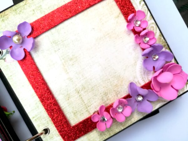 Quilled Red Flowers Love Scrapbook -D2 image Quilled Red Flowers Love Scrapbook -D2 image