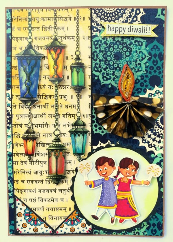 Sparkling Handmade Diwali Greeting Card -D1 image Sparkling Handmade Diwali Greeting Card -D1 image