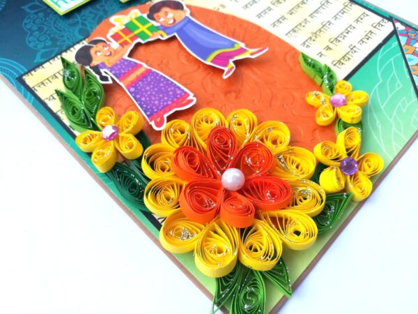 Sparkling Handmade Diwali Quilled Greeting Card D3 image Sparkling Handmade Diwali Quilled Greeting Card D3 image