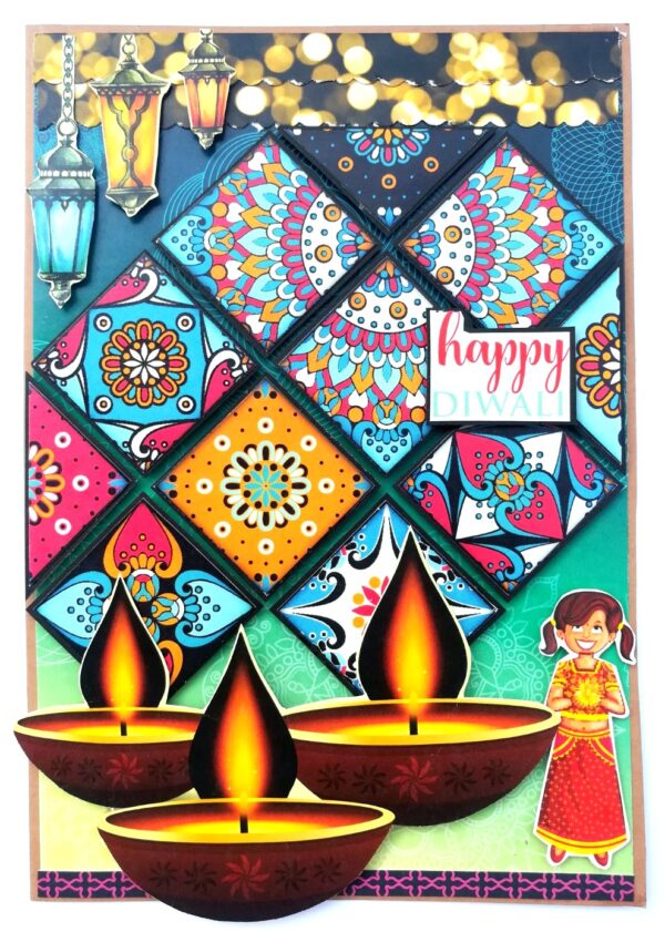 Sparkling Handmade Diwali Greeting Card D2 image Sparkling Handmade Diwali Greeting Card D2 image