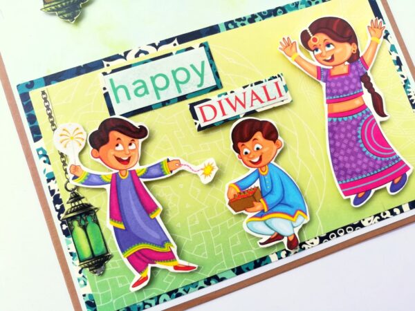 Sparkling Handmade Diwali Greeting Card D4 image Sparkling Handmade Diwali Greeting Card D4 image