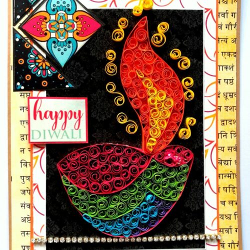 Sparkling Handmade Quilled Diwali Greeting Card D10 image