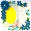Blue Quilled Corner Flowers Greeting card - D5 image Blue Quilled Corner Flowers Greeting card - D5 image