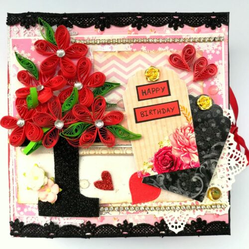 Quilled Love Birthday Handmade Scrapbook image