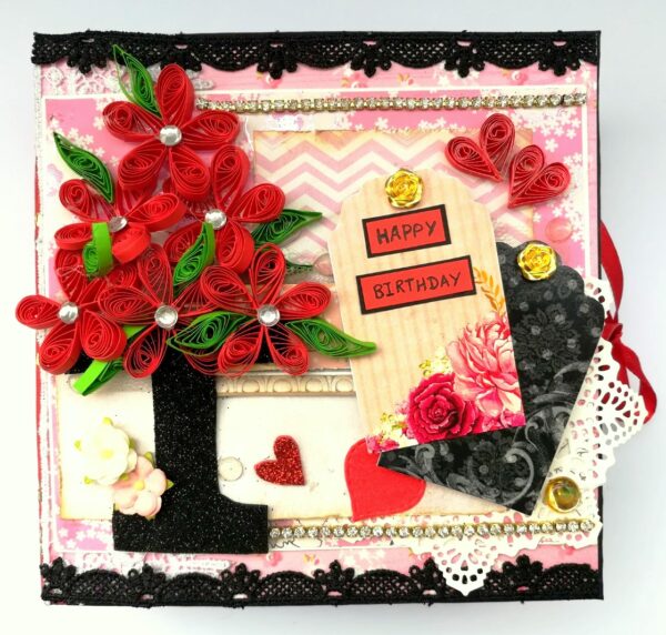 Quilled Love Birthday Handmade Scrapbook image Quilled Love Birthday Handmade Scrapbook image