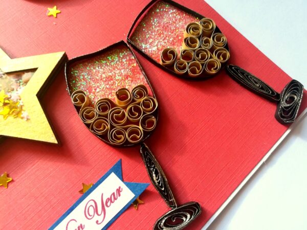Star Shaker and Quilled Glasses New Year Card - NY6 image Star Shaker and Quilled Glasses New Year Card - NY6 image